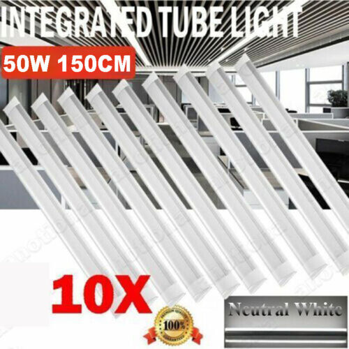 10x 5ft 1500mm Led Batten Light Strip Low Profile Slim Fluorescent Fitting White