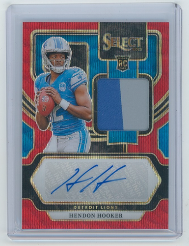 2023 Panini Select Hendon Hooker Rookie Red Wave Prizm Patch Auto