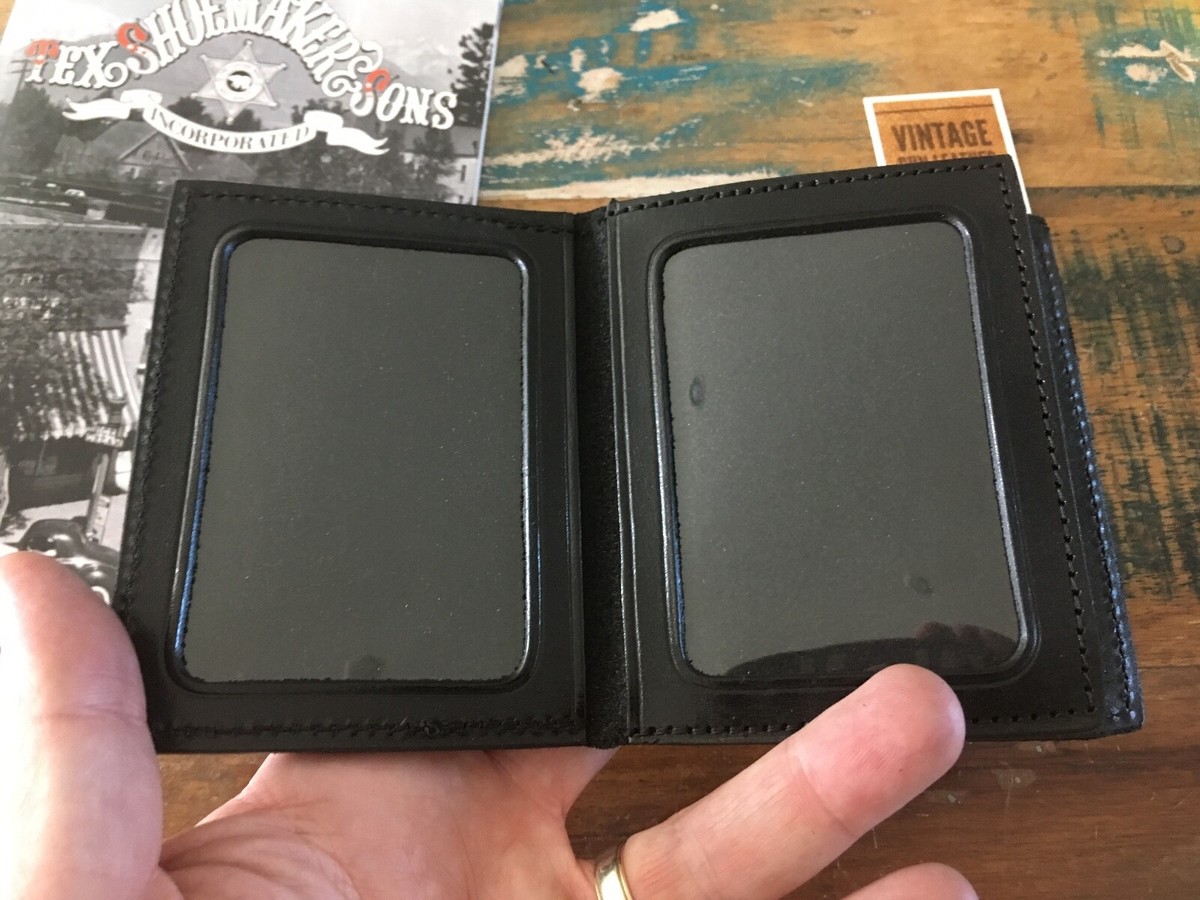 Vintage Tex Shoemaker Black Leather CHP 7 Point Star Police Badge