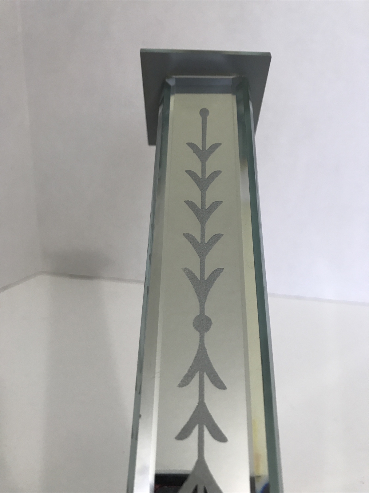 Candlestick Candle Holder Mirrored Victorian Style Glass Etched Vintage Set Of 2