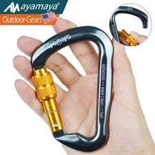 30KN Aluminum Screwgate Locking Carabiner Tree Rock Climbing Clip Rappelling