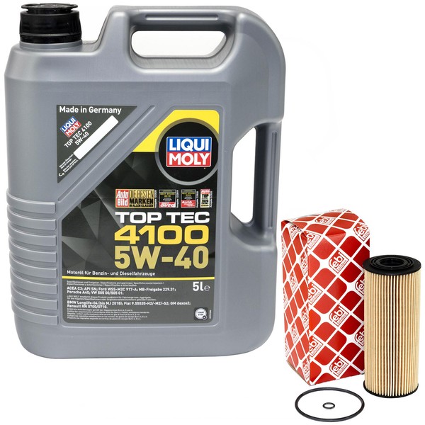 MotoröL Set 5W-40 5 Liter + ÖLfilter 22544 FüR Audi A3 A4 Seat Skoda VW Golf IV-image
