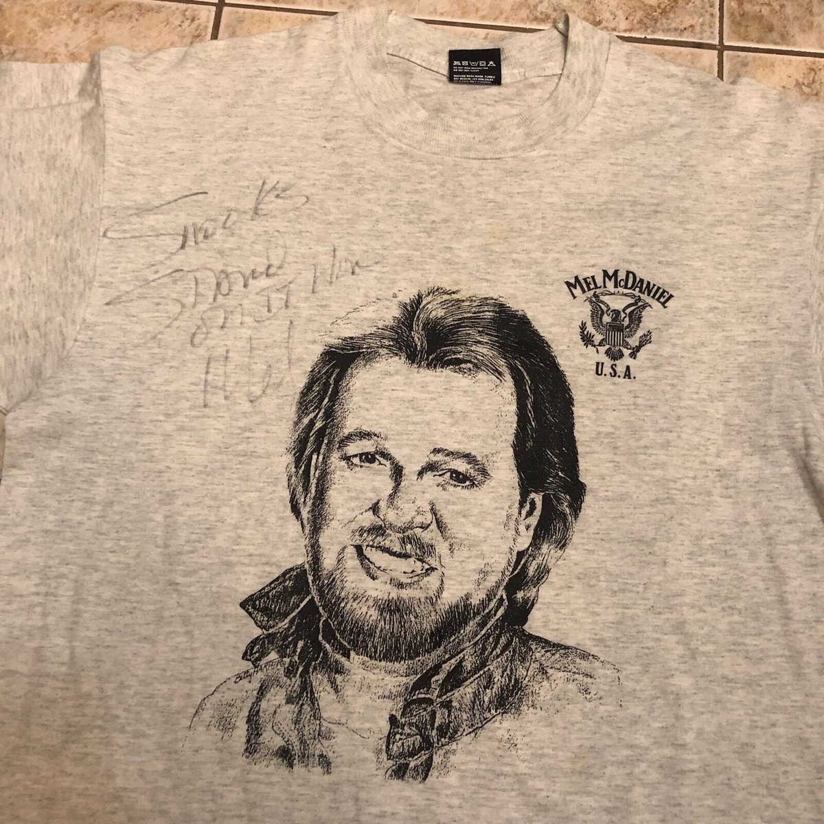 Vintage Mel McDaniel USA T shirt size Large 1990s 80s autograph View 2