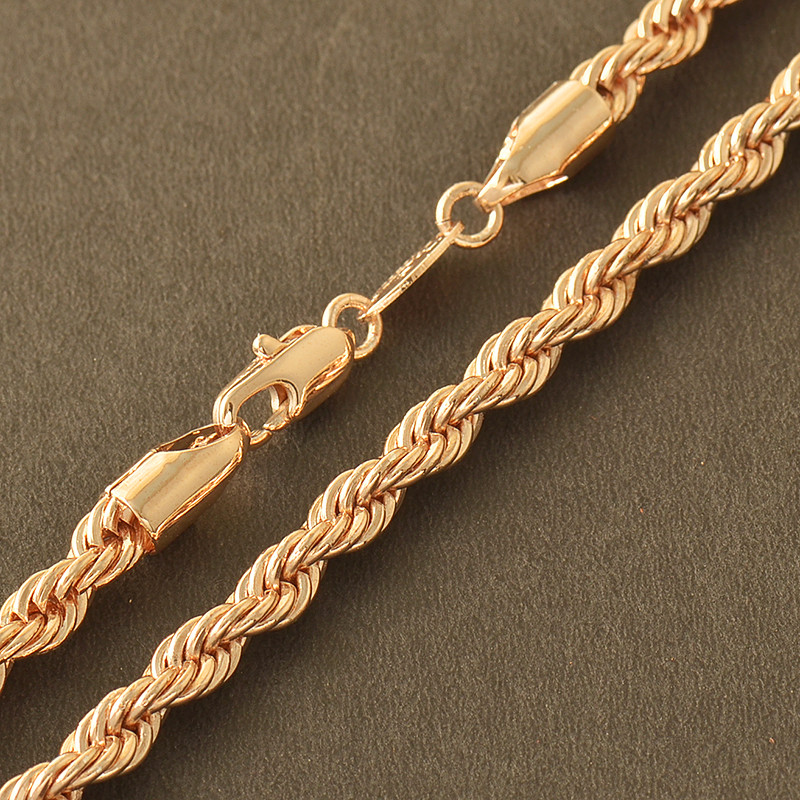 Collier Homme Chaîne Dorée Torsadée Ascalido - Longueur 60cm, Largeur 4mm, Neuf