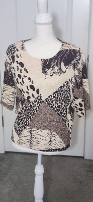 Bala Bala Ladies Blouse Animal/Earthy Print Brown Large