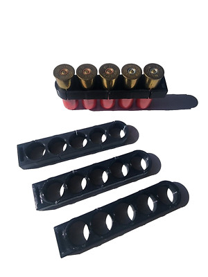 5-Shell Hard-Case Bandolier, Qty 3, Shotgun Shell Holder, Ammo Carrier, 12 Gauge