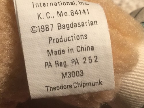 Alvin & Theodore-“The Chipmunks”. 1983/1987 Plush Characters - Picture 8 of 8