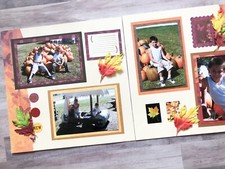 Fall Autumn Scrapbook pages, Ready for 4 by 6 photos, premade, 2 pages 12 by 12