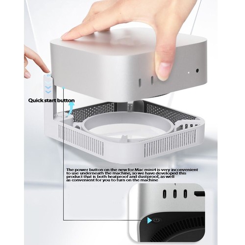 External Switch Button Desktop Stand for Mac Mini M4/M4 Pro 2024 PC Accessories - Afbeelding 3 van 9