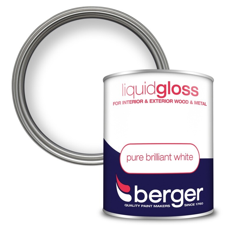Berger Wood & Metal Liquid Gloss Paint Interior Exterior 750ml - Brilliant White