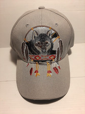 DREAM CATCHER WOLF Native Pride Indian BallCap Adjustable Hat Hook/Loop Adults