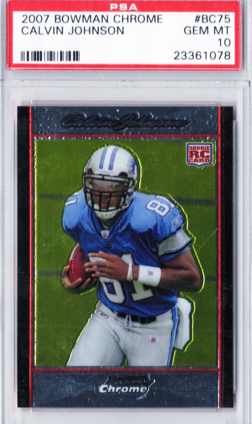 Calvin Johnson 2007 Bowman Chrome #BC75 PSA 10 GEM MT 💎 Rookie RC Lions 🦁 HOF