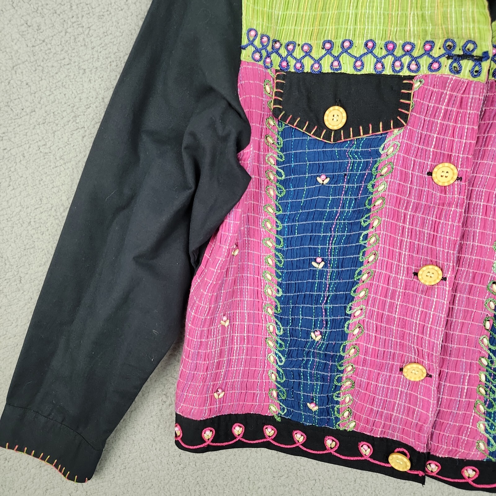 New Direction Jacket Womens Sz L Patchwork Embell… - image 4