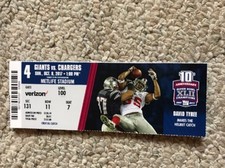 2017 NEW YORK GIANTS VS LA CHARGERS TICKET STUB NFL 10/8 DAVID TYREE
