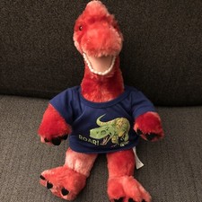 BUILD A BEAR 17" Plush Red Tie Dye DINOSAUR Stuffed Animal with BAB Roar Shirt