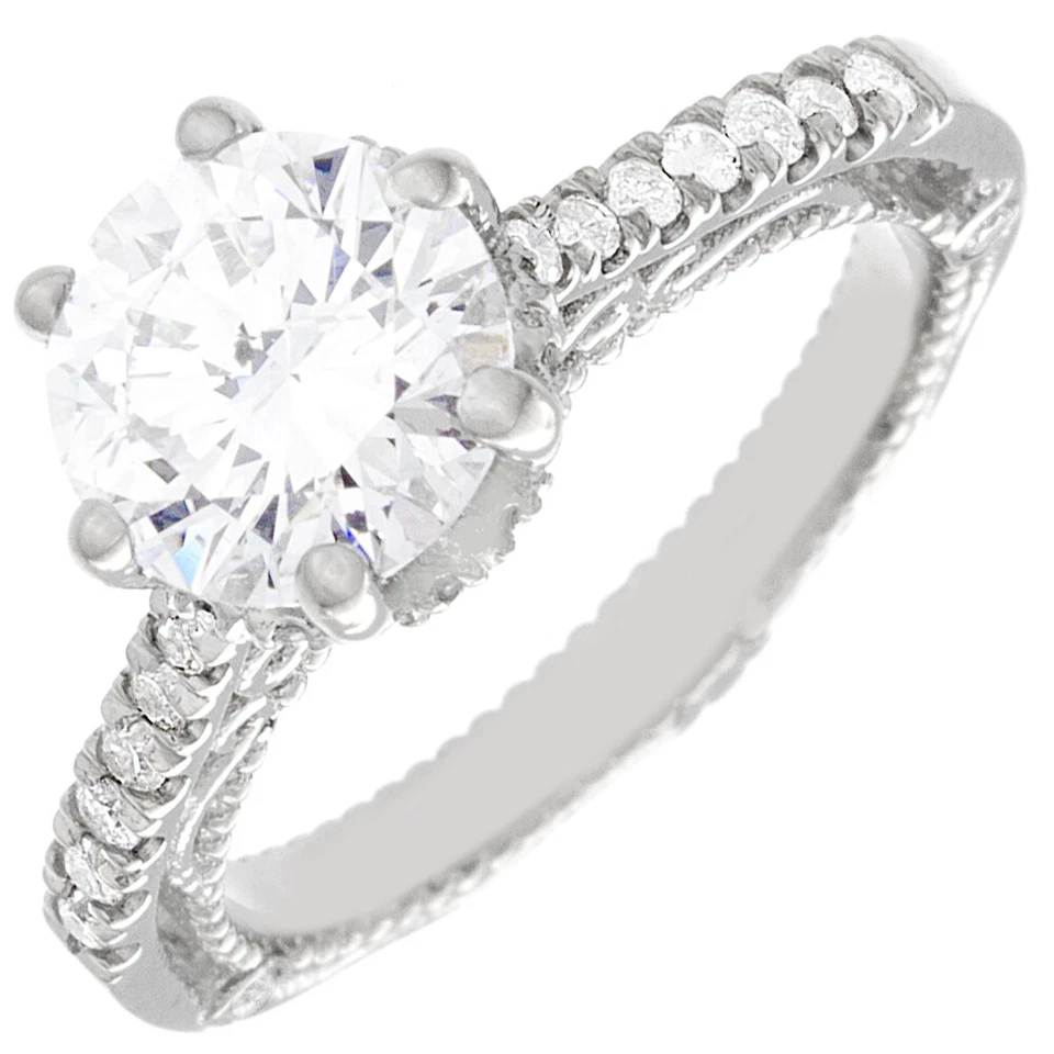 Помолвочное кольцо из белого золота 18 карат с сертифицированным ГИА бриллиантом круглой огранки 3,00 карата - Изображение 2 из 4