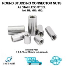 ROUND STUDDING CONNECTOR NUTS A2 STAINLESS STEEL ALL THREAD ROD BAR SLEEVE TUBE