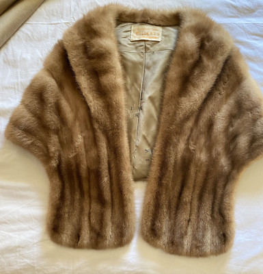 Vintage Brown Real Mink Fur Cape/Wrap