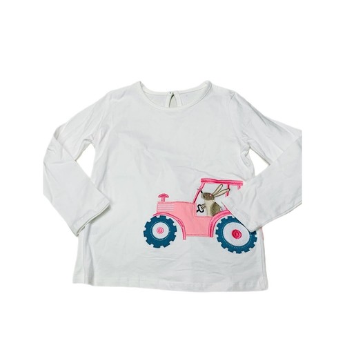 Boutique Mädchen weiß Hase Kaninchen Traktor Ostern Langarmshirt 3T - Bild 1 von 3
