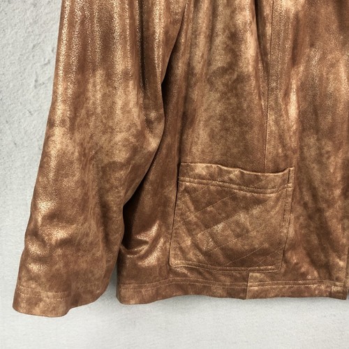 Alfred Dunner Jacket Women 24W Plus Size Brown Metallic Quilted Faux Suede Vegan - Picture 14 of 21