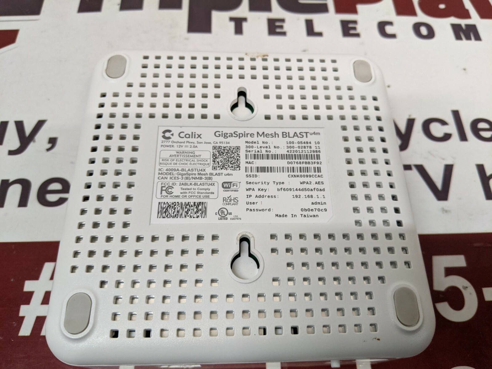 Calix 100-05494 Gigaspire MeshBlast u4m - Unit only - No Power Supply ...