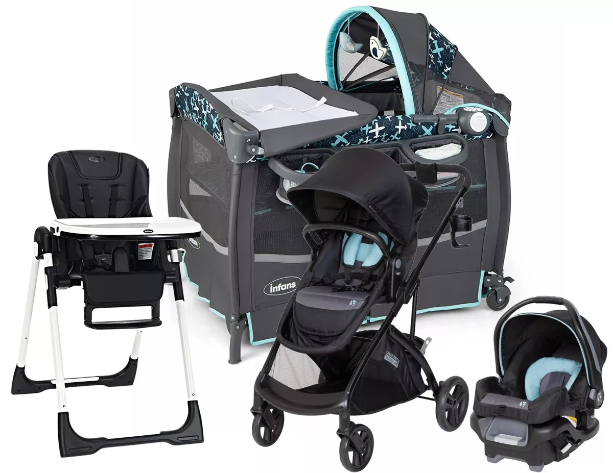Baby Stroller with Car Seat Infant Playard High Chair Boy Combo Travel System