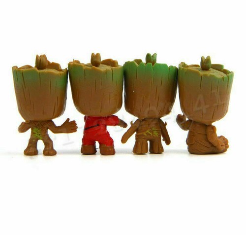 4pc Cute Guardians Galaxy Vol.2 Baby Groot** Pvc Figure Toy Car Decoration - Picture 5 of 6