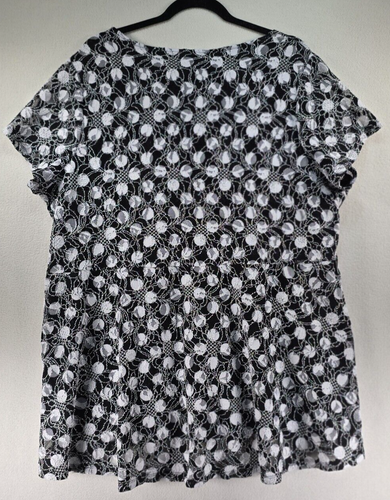 Susan Graver Womens Top 3X Polka Dot Lace Overlay Swing Tunic Stretch Momcore - Picture 9 of 9