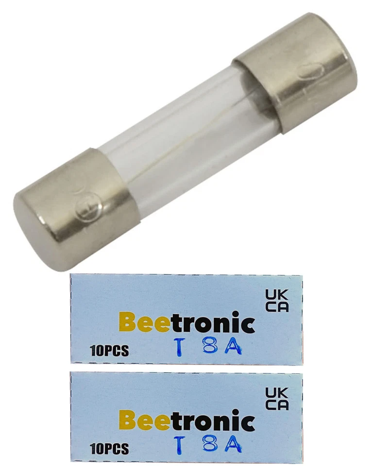Beetronic 20 x T8A 8A 8 Amp Anti-Surge Time Delay Glass Fuse 20x5mm 250v