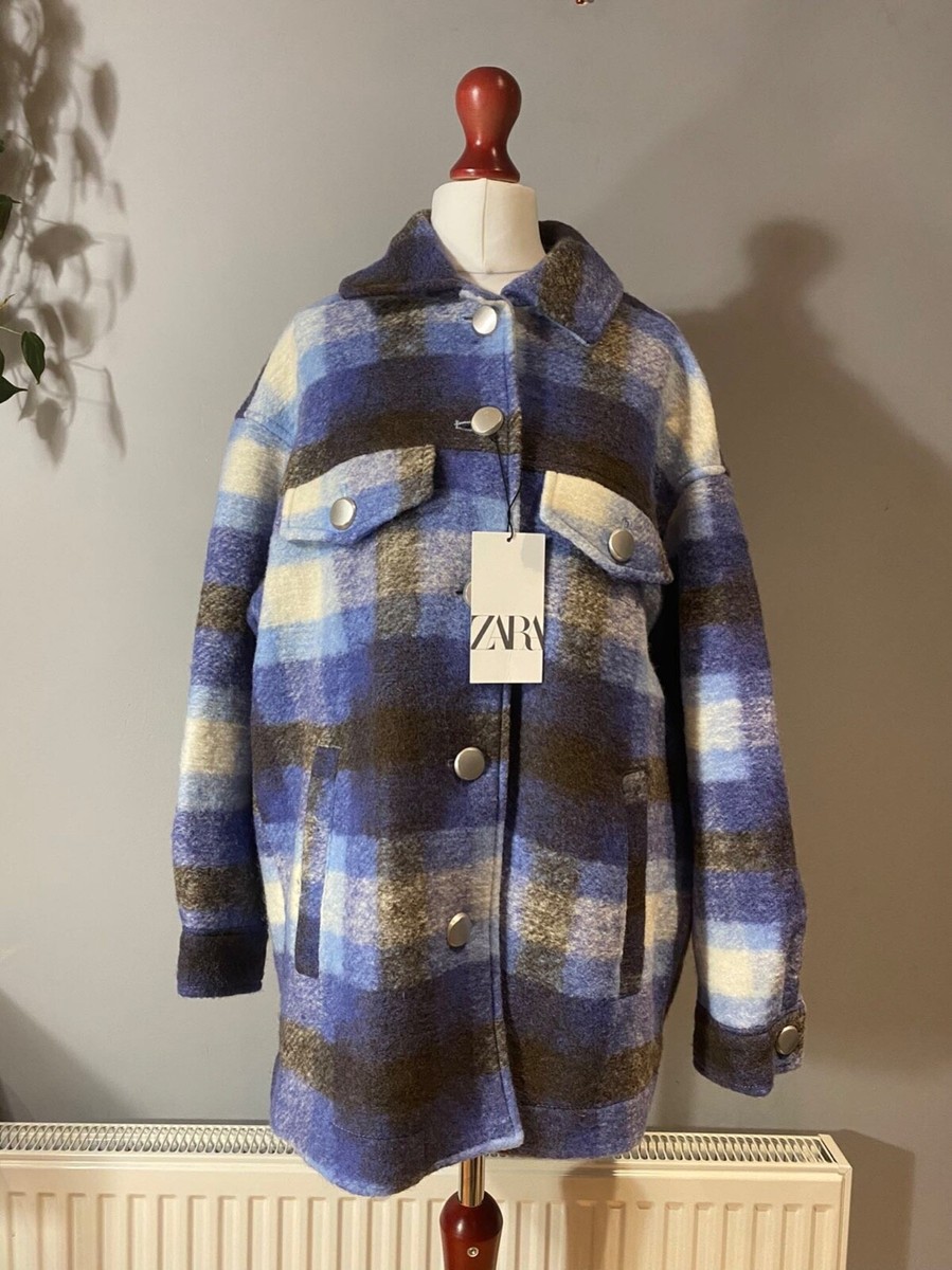 zara PREMIUM CHECK OVERSHIRT BLUE/WHITE 8829/191SIZE XS NEW UK