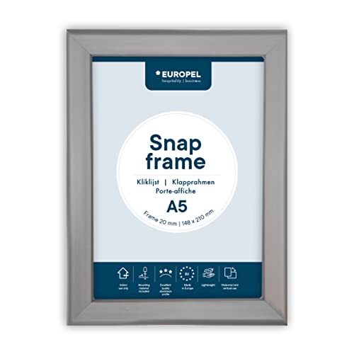 DISPLAY SALES – Lot de 5 cadres clipsables A3 argent | Profil 25 mm | Cadres pour affiches, posters et photos | Pack économique et pratique pour bureaux, commerces et restaurants