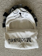 Pottery Barn Kids White / Black Baby  Michael  Bath Towel