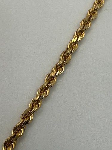 10K Yellow Gold 4mm Rope Chain 24" Long 28.3 Grams Certified
