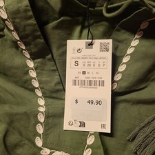 ZARA EMBROIDERED PANELLED DRESS KHAKI SIZE S | 7200/023