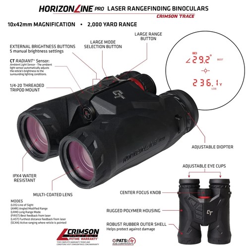 CRIMSON TRACE HORIZONLINE 2K RANGEFINDING BINOCULARS - 01-3002001 - Picture 2 of 3