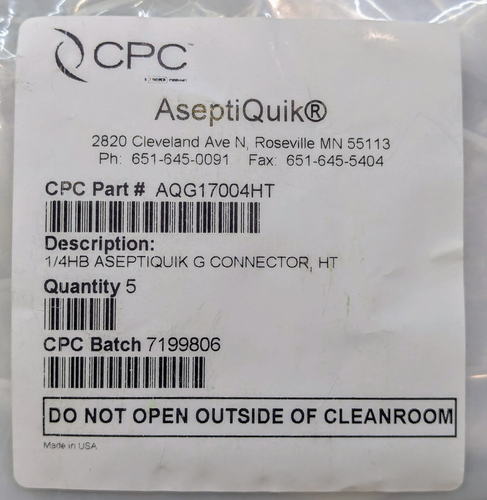 Connettore CPC AQG17004HT AseptiQuik G HT, 1/4" tubo barbera senza genere - Foto 3 di 3