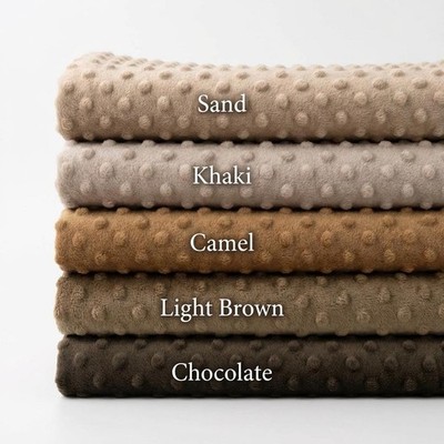 Brown Minky Dot Fabric Plush Dimple Texture 60 Inch Wide Soft Fabric