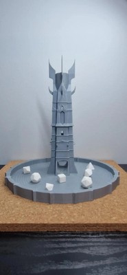 3D-gedruckter Orthank Saruman LOTR Turm mit Tablett Würfelrolle | D&D Pathfinder