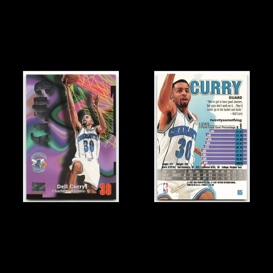 Dell Curry #65 1997 SkyBox Z-Force Charlotte Hornets Basketball Card NBA NM - Image 3 of 3