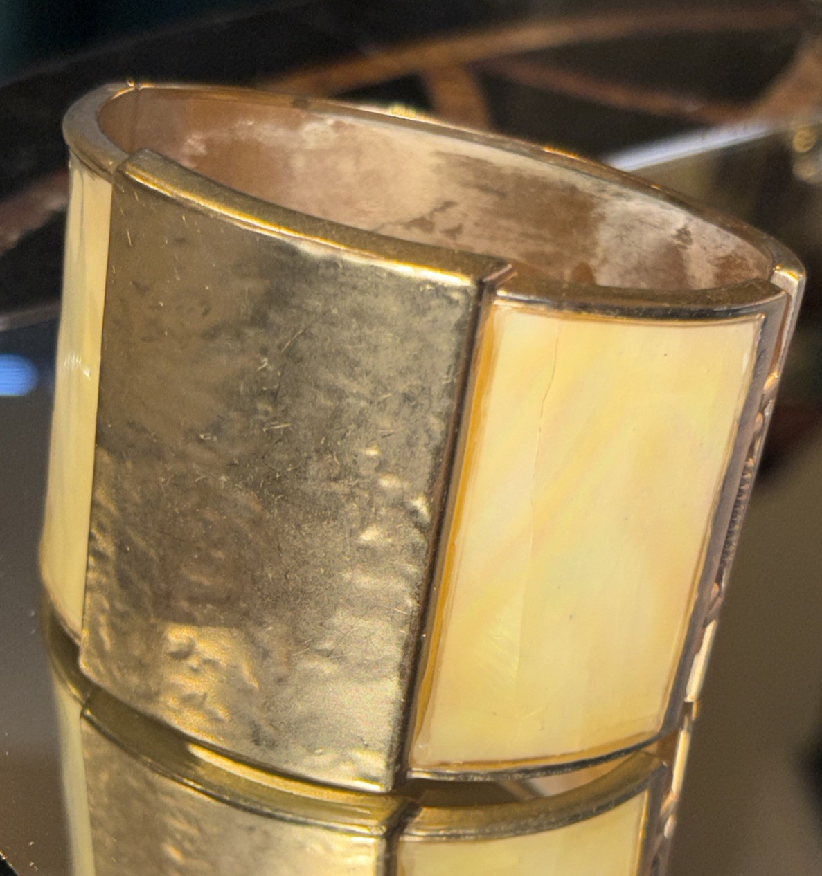 Chico's Statement Hinged Bangle Bracelet Hammered… - image 2