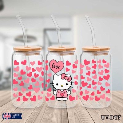 Kitty UV DTF Aufkleber - 16 Unzen Libbey Dose Glasfolie yd6