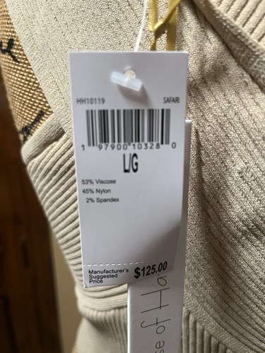 HOUSE OF HARLOW 1960 Beige Criss Cross HALTER RIBBED KNIT TOP WOMEN’S L NWT $125 - Picture 4 of 4