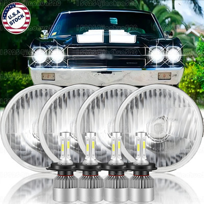 4PCS 5.75'' 5-3/4'' Round LED Headlights Hi/Lo for Chevy Chevelle 1964-1970 Malibu