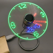 USB Mini Fan with Temperature Display RGB LED Clock Laptop PC Cooler