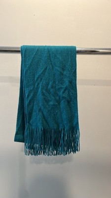 Modena Scarf Blue Green with Fringe 100% Acrylic One Size Women's Vintage