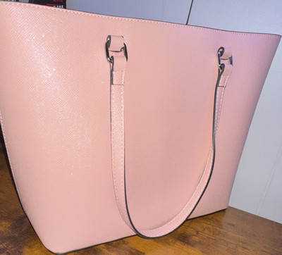 GUESS Pink Tote Shoulder Bag with Logo Accent and Inner Pockets