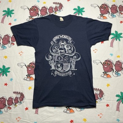 Vintage 60s/70 s Screen Stars Lake Wobegon Graphic T-Shirt Navy Blue Men s M