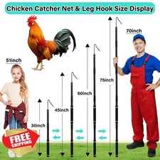 Frebuta Chicken Catcher Pole Net, 37-93in, Poultry Hook, Black