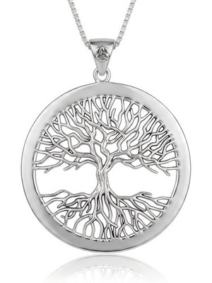 Jewelry Trends Large Celtic Tree of Life Protection Pendant Necklace 18''