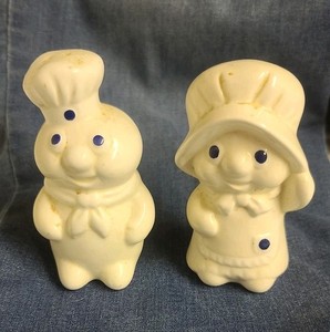 Vintage Pillsbury Doughboy Salt And Pepper Shakers Ceramic B&M 1988 collectible